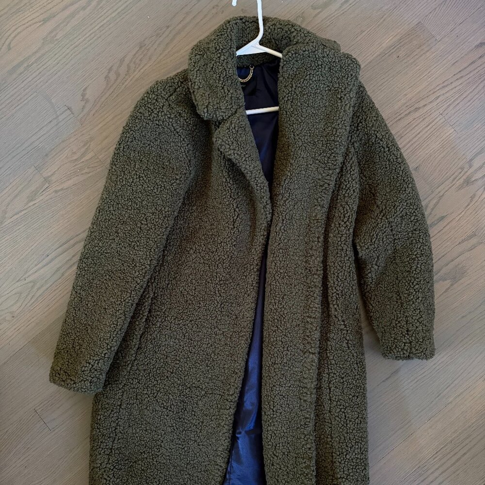 J. Crew Olive Green Teddy Coat Size XS